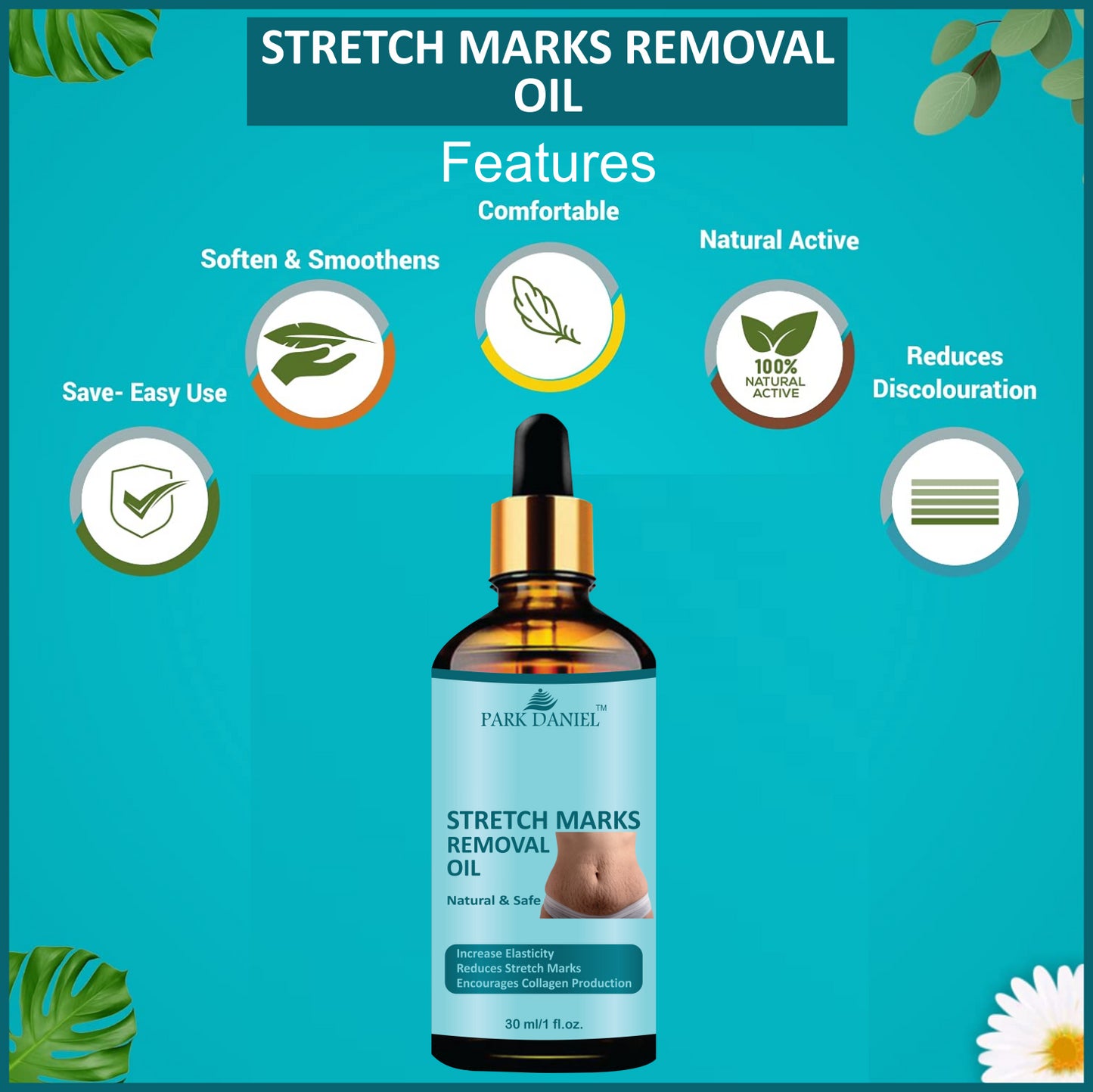 Park Daniel Premium Stretch Marks Removal Oil | Stretch Care Oil to Minimize Stretch Marks & Even Out Skin Tone Combo Pack of 2 of 30 ML(60 ML)